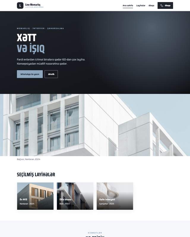 Memarlıq bürosu · Studiya veb sayt şablonunun ekran görüntüsü