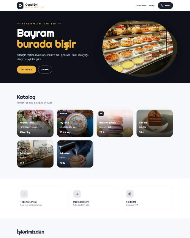 Şirniyyat evi · Canlı veb sayt şablonunun ekran görüntüsü