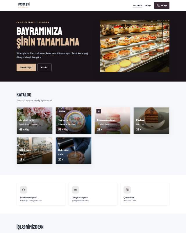 Şirniyyat evi · Zərif veb sayt şablonunun ekran görüntüsü