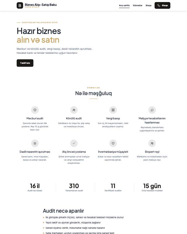 Hazır biznes satışı üçün veb sayt şablonu «Premium»: ekran görüntüsü