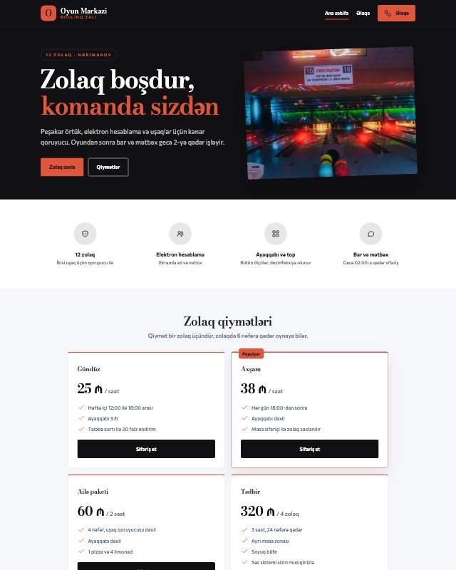 Boulinq · Kontrast veb sayt şablonunun ekran görüntüsü