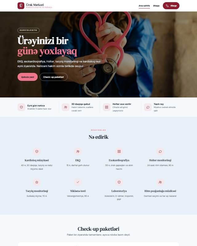Kardioloq veb sayt şablonunun ekran görüntüsü