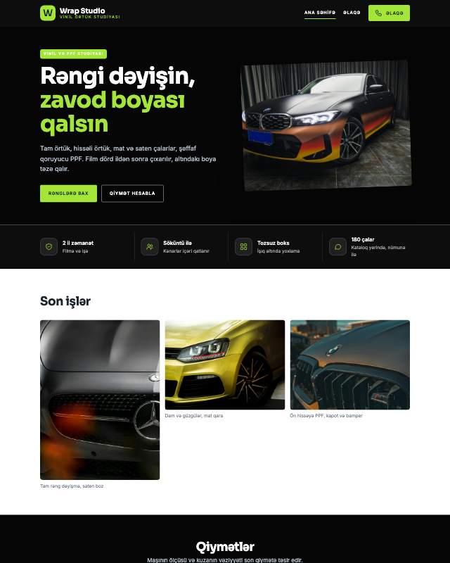 Vinil örtük veb sayt şablonunun ekran görüntüsü