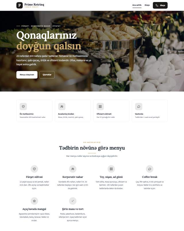 Ketrinq · Premium veb sayt şablonunun ekran görüntüsü