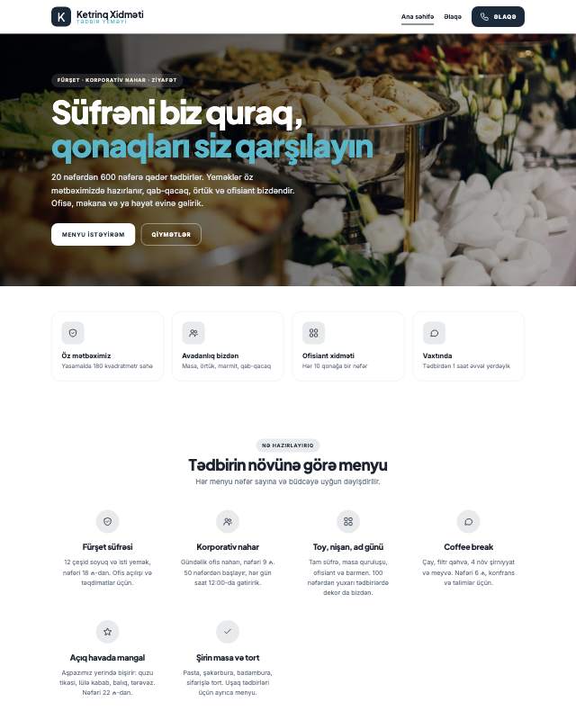 Ketrinq · Geniş veb sayt şablonunun ekran görüntüsü