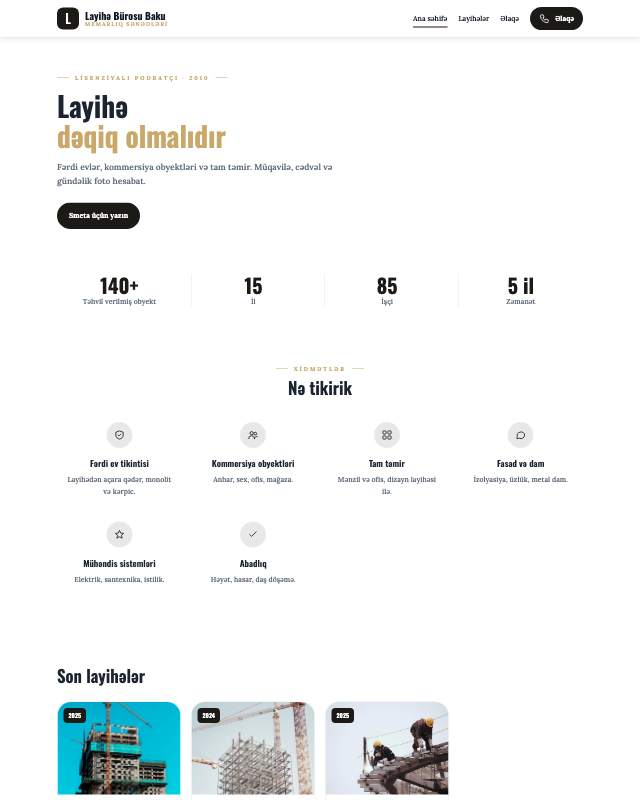 Dizayn və layihə · Premium veb sayt şablonunun ekran görüntüsü