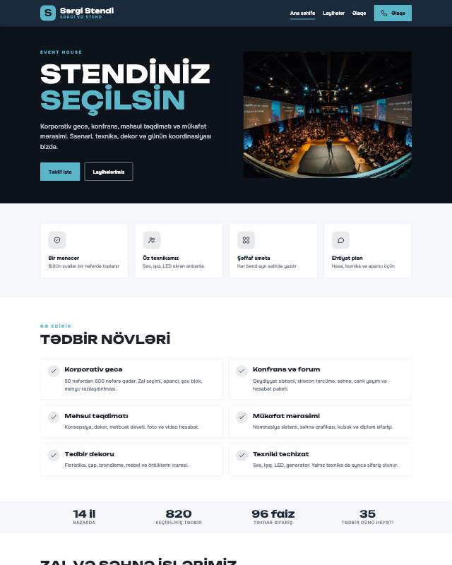 Sərgi stendləri veb sayt şablonunun ekran görüntüsü