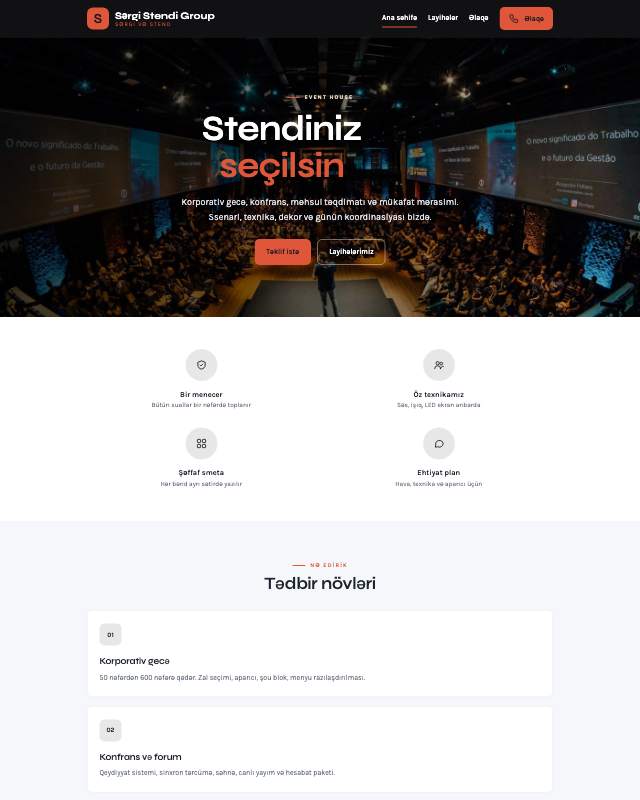 Sərgi stendləri · Kontrast veb sayt şablonunun ekran görüntüsü