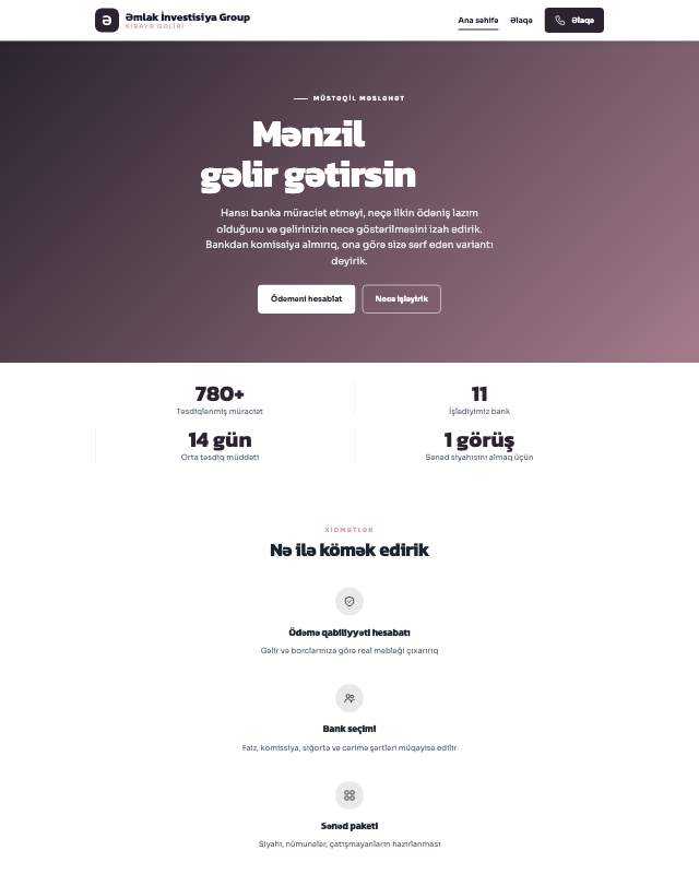 Əmlak investisiyası · Jurnal sayt dizaynının ekran görüntüsü