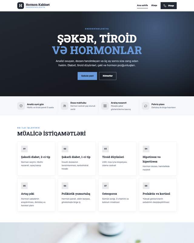 Endokrinoloq · Sadə sayt dizaynının ekran görüntüsü