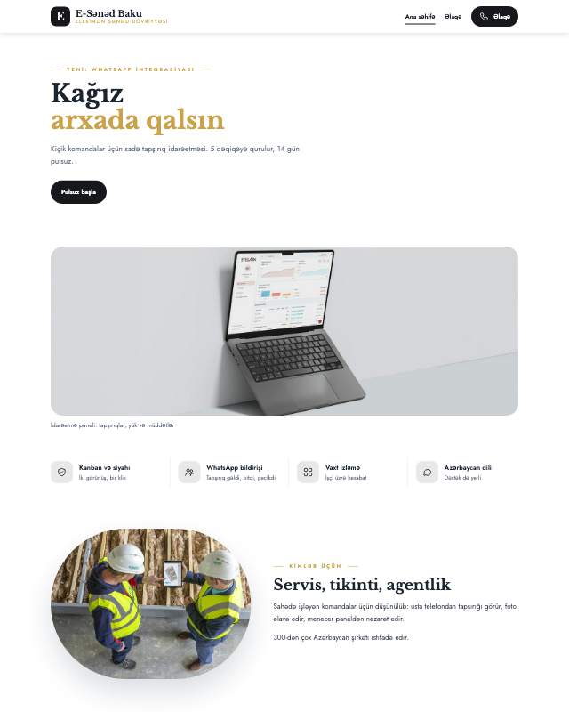 Elektron sənəd · Tünd sayt dizaynının ekran görüntüsü