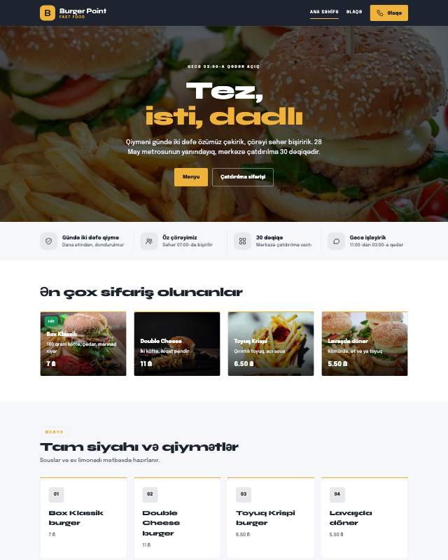 Fast food · Canlı veb sayt şablonunun ekran görüntüsü