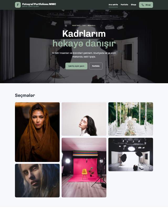 Fotoqraf portfoliosu · Sakit sayt dizaynının ekran görüntüsü