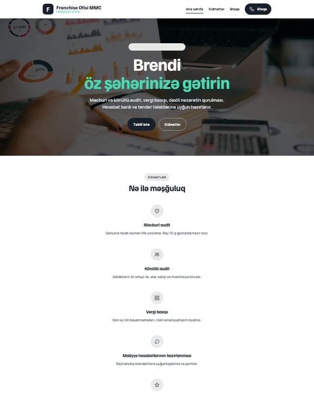 Françayzinq · Modern sayt dizaynının ekran görüntüsü