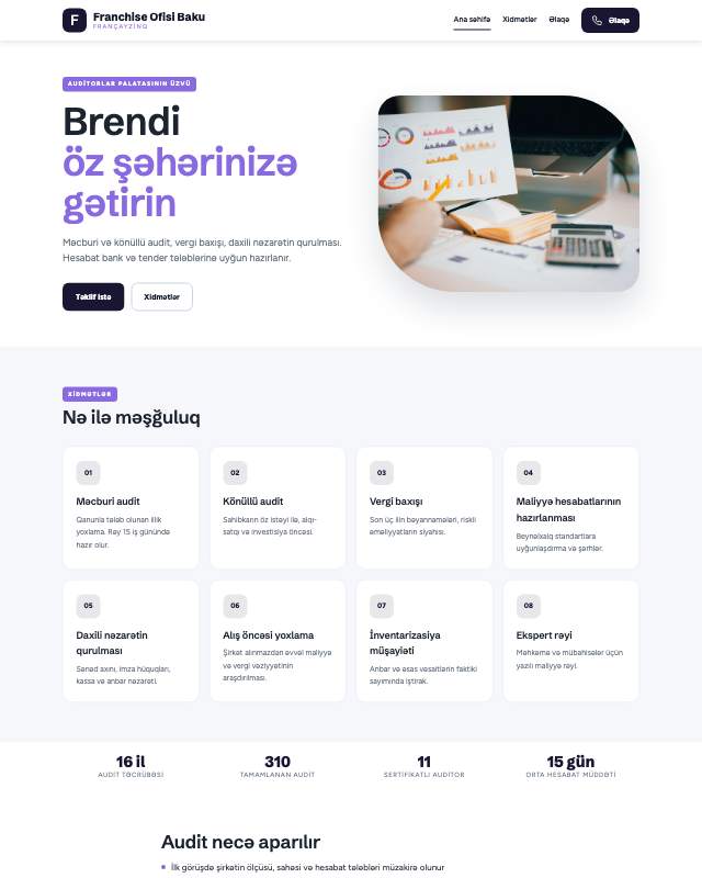 Françayzinq · Gradient sayt dizaynının ekran görüntüsü