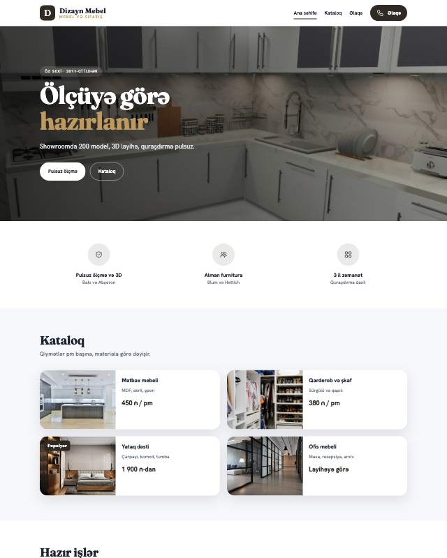 Mebel · Showroom sayt dizaynının ekran görüntüsü