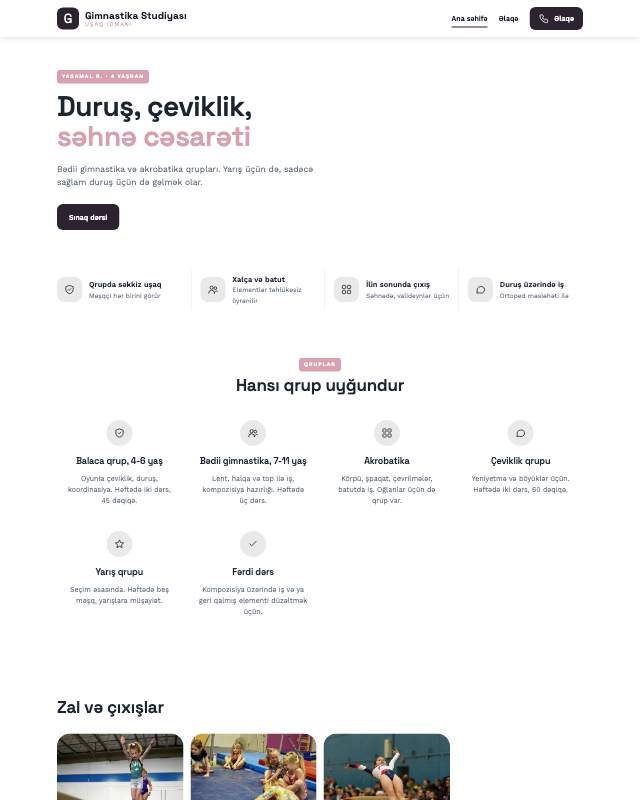 Gimnastika · Jurnal veb sayt şablonunun ekran görüntüsü