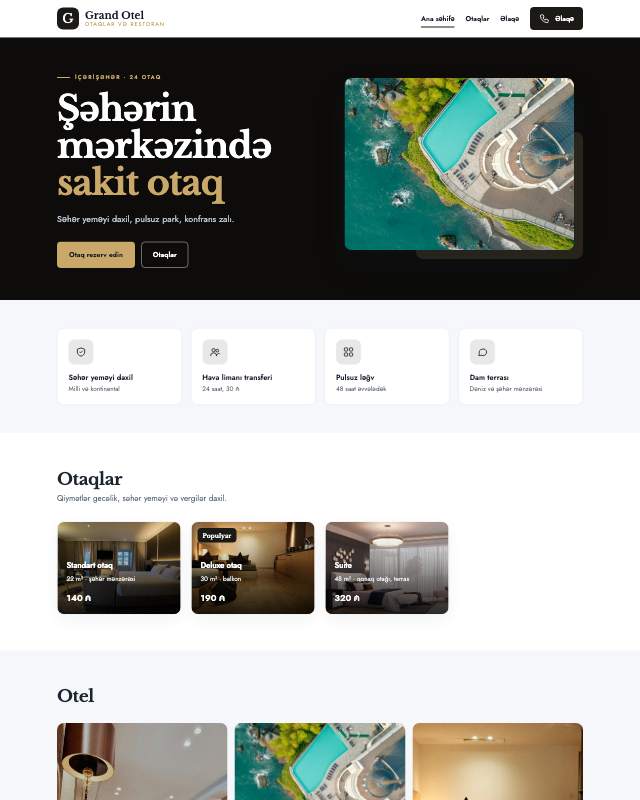 Otel · Lüks veb sayt şablonunun ekran görüntüsü