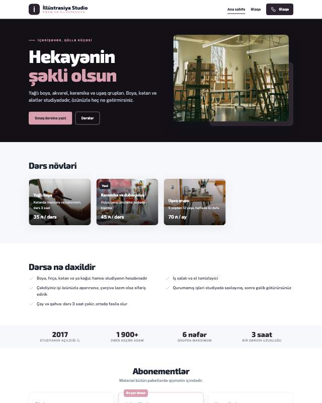 İllüstrasiya studiyası veb sayt şablonunun ekran görüntüsü