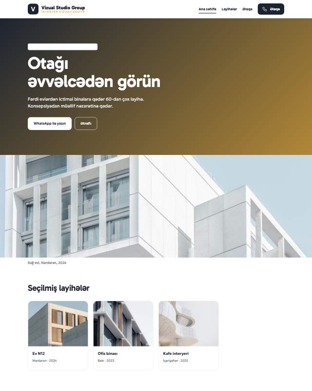 İnteryer vizualizasiya · Canlı veb sayt şablonunun ekran görüntüsü