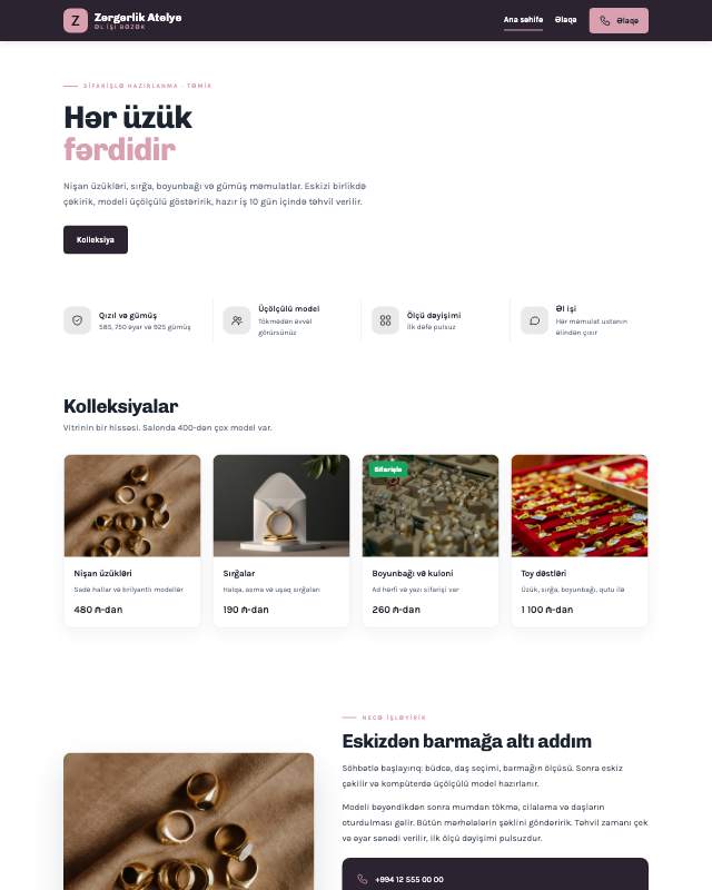 Zərgərlik · Jurnal veb sayt şablonunun ekran görüntüsü