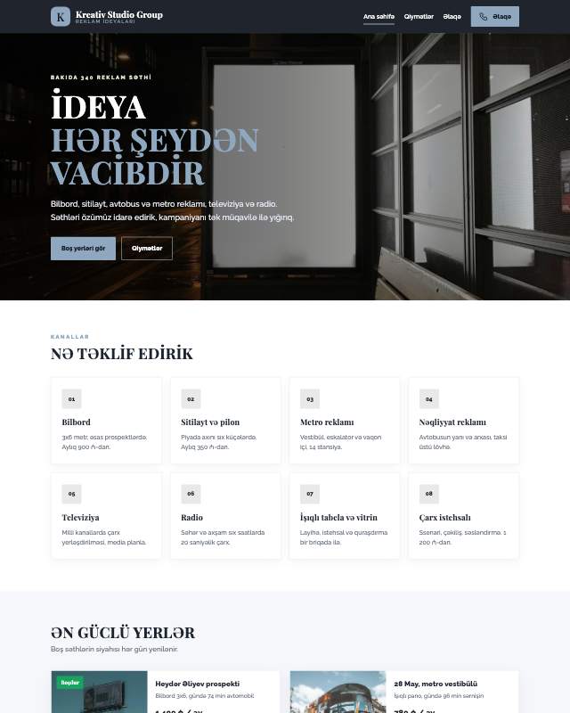Kreativ studiya · Studiya veb sayt şablonunun ekran görüntüsü