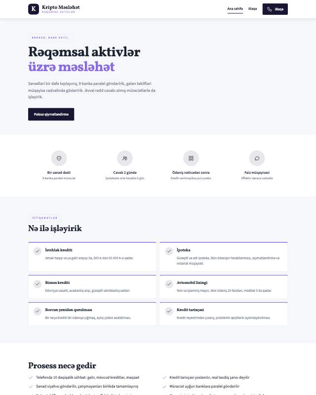 Kripto məsləhəti veb sayt şablonunun ekran görüntüsü