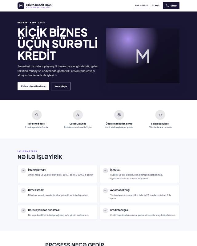 Mikrokredit · Gradient veb sayt şablonunun ekran görüntüsü