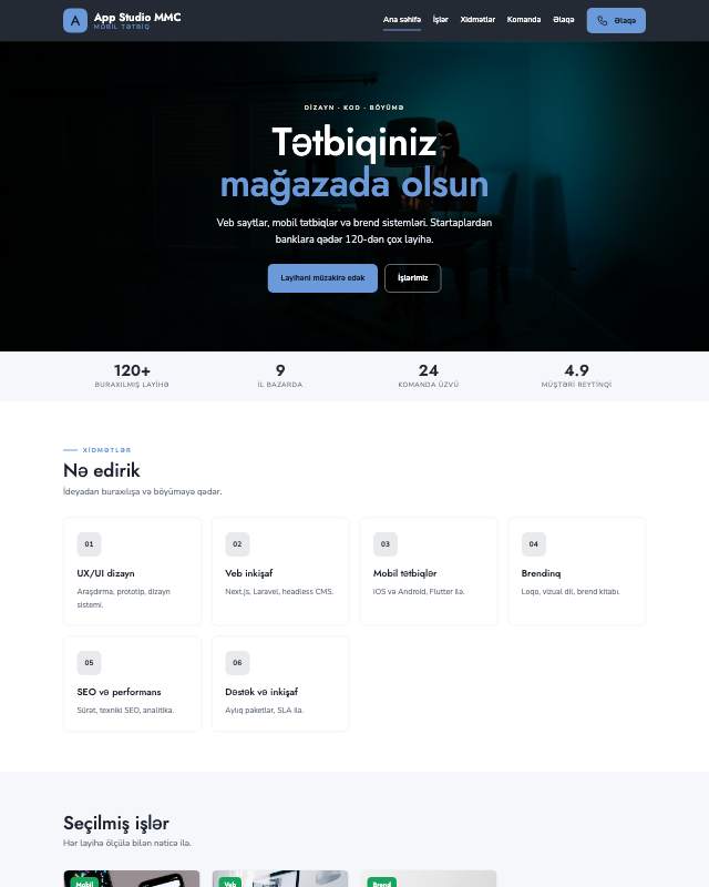 Mobil tətbiq studiyası üçün veb sayt şablonu «Sadə»: ekran görüntüsü