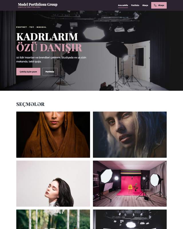 Model portfoliosu · Jurnal sayt dizaynının ekran görüntüsü