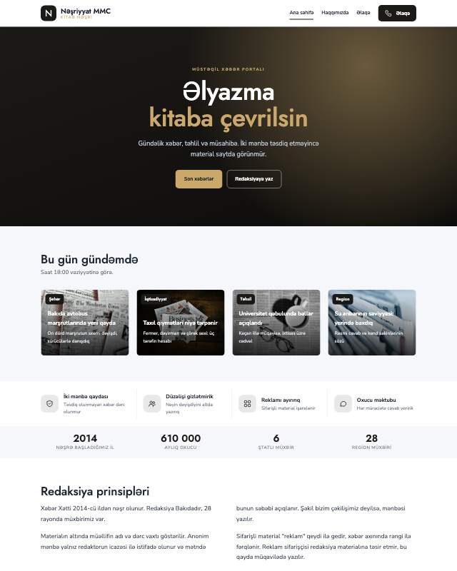 Kitab nəşriyyatı üçün veb sayt şablonu «Premium»: ekran görüntüsü