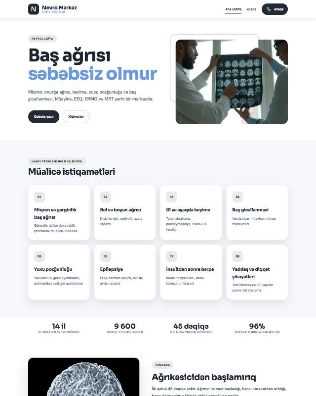 Nevroloq · Sadə sayt dizaynının ekran görüntüsü