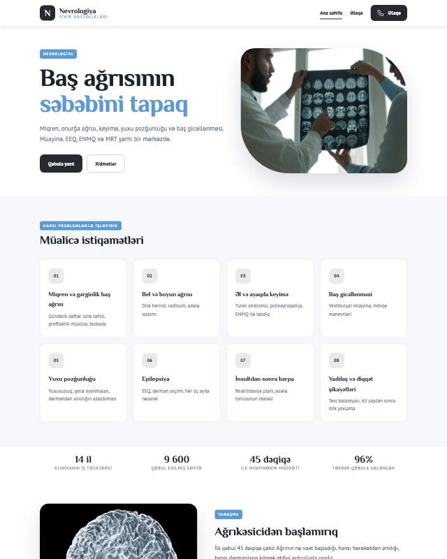 Nevroloq · Minimal sayt dizaynının ekran görüntüsü