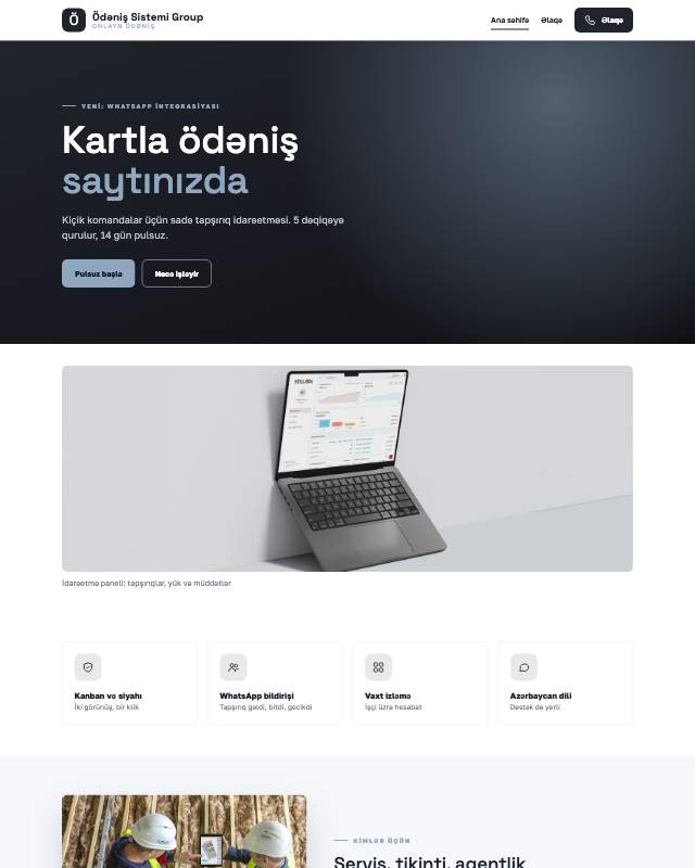 Ödəniş sistemi · Studiya sayt dizaynının ekran görüntüsü