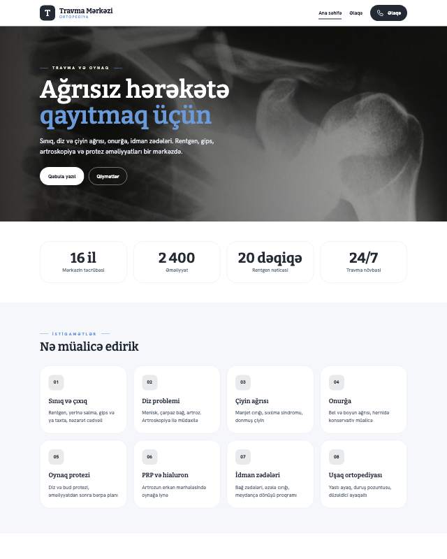 Ortoped-travmatoloq · Sadə sayt dizaynının ekran görüntüsü