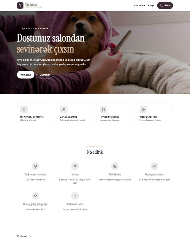 Heyvan gözəlliyi · Zərif sayt dizaynının ekran görüntüsü