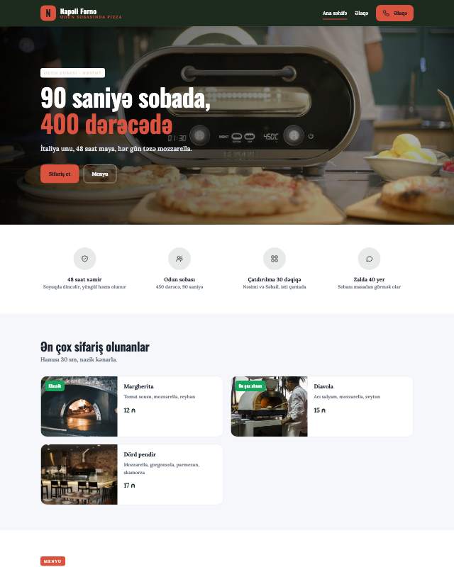 Pizzeriya · Neapol veb sayt şablonunun ekran görüntüsü