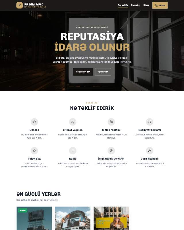 PR agentliyi · Premium veb sayt şablonunun ekran görüntüsü