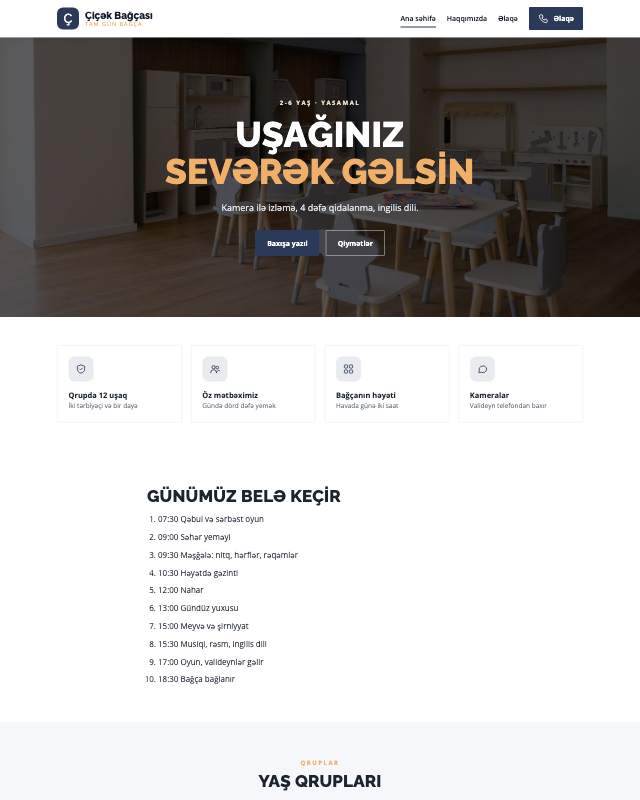 Uşaq bağçası · Mehriban veb sayt şablonunun ekran görüntüsü