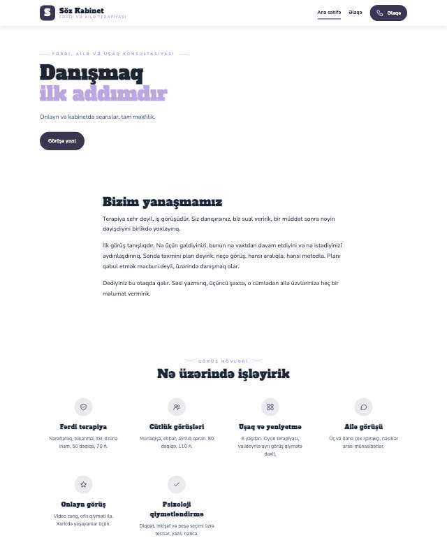 Psixoloq · Sakit sayt dizaynının ekran görüntüsü