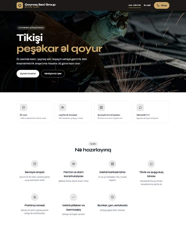 Qaynaq sexi · Premium veb sayt şablonunun ekran görüntüsü
