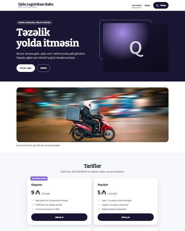 Qida daşınması · Gradient veb sayt şablonunun ekran görüntüsü