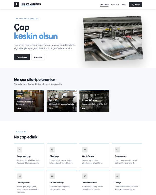 Reklam çapı · Minimal veb sayt şablonunun ekran görüntüsü