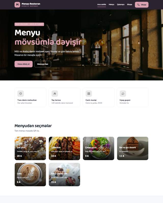 Restoran / Kafe · Jurnal veb sayt şablonunun ekran görüntüsü