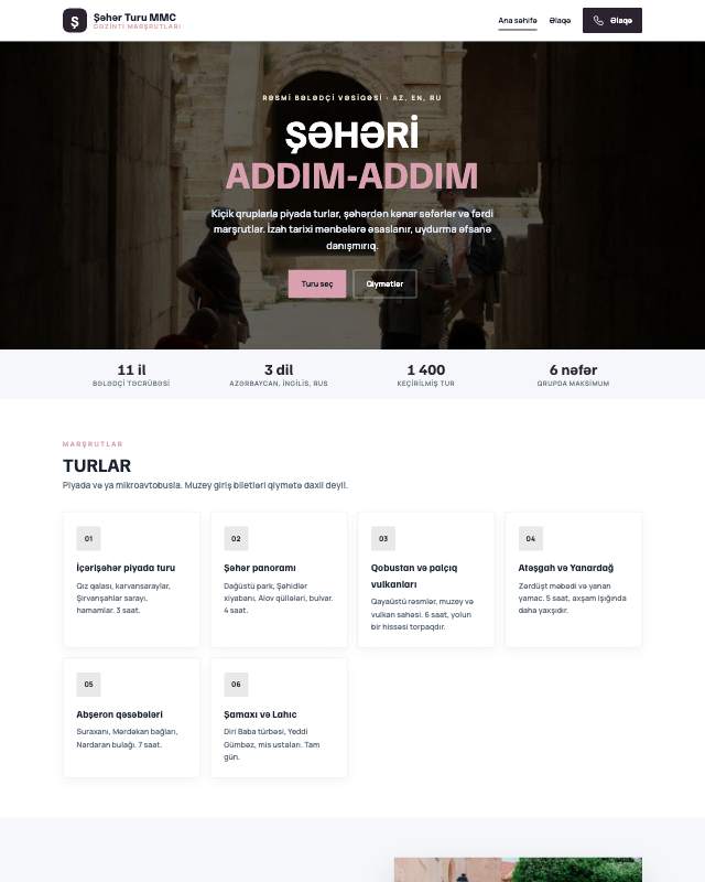 Şəhər turları · Jurnal veb sayt şablonunun ekran görüntüsü
