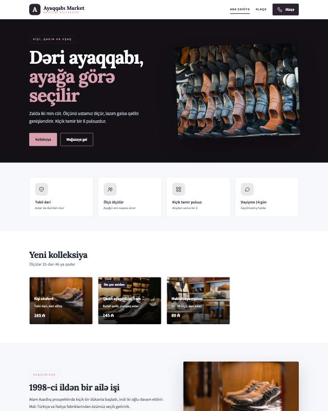 Ayaqqabı mağazası üçün veb sayt şablonu «Jurnal»: ekran görüntüsü