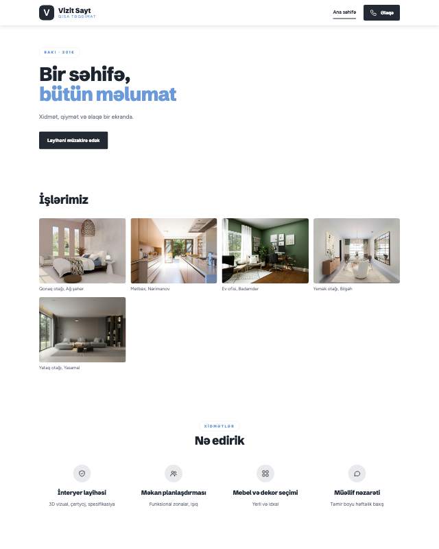 Sadə · Vizit veb sayt şablonunun ekran görüntüsü