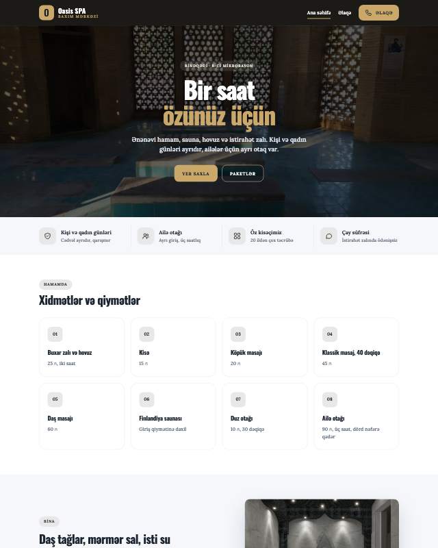 Hamam və SPA · Premium veb sayt şablonunun ekran görüntüsü