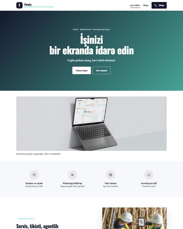 Startap üçün veb sayt şablonu «SaaS»: ekran görüntüsü