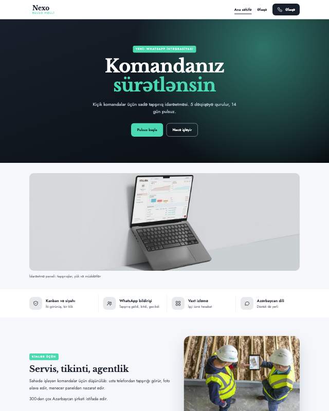 Startap / SaaS · Modern veb sayt şablonunun ekran görüntüsü